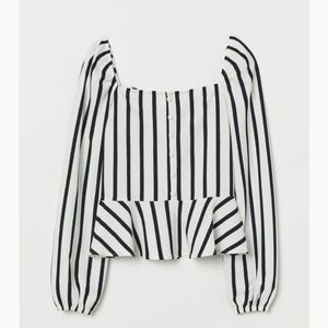 H&M Low-cut white and blue-striped low cut top